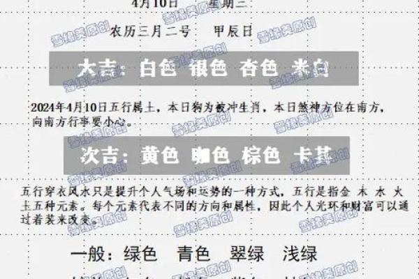 2025年4月10日今日五行穿衣颜色大吉