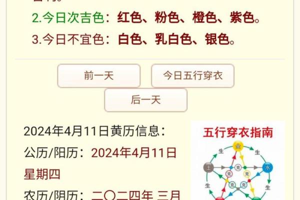 2025年4月11日每日穿衣五行颜色运势