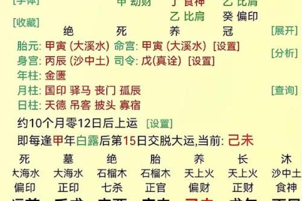 八字算命详细批命表格图