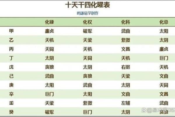 紫薇斗数四化表