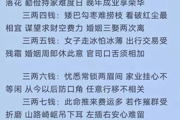 女命称骨算命表